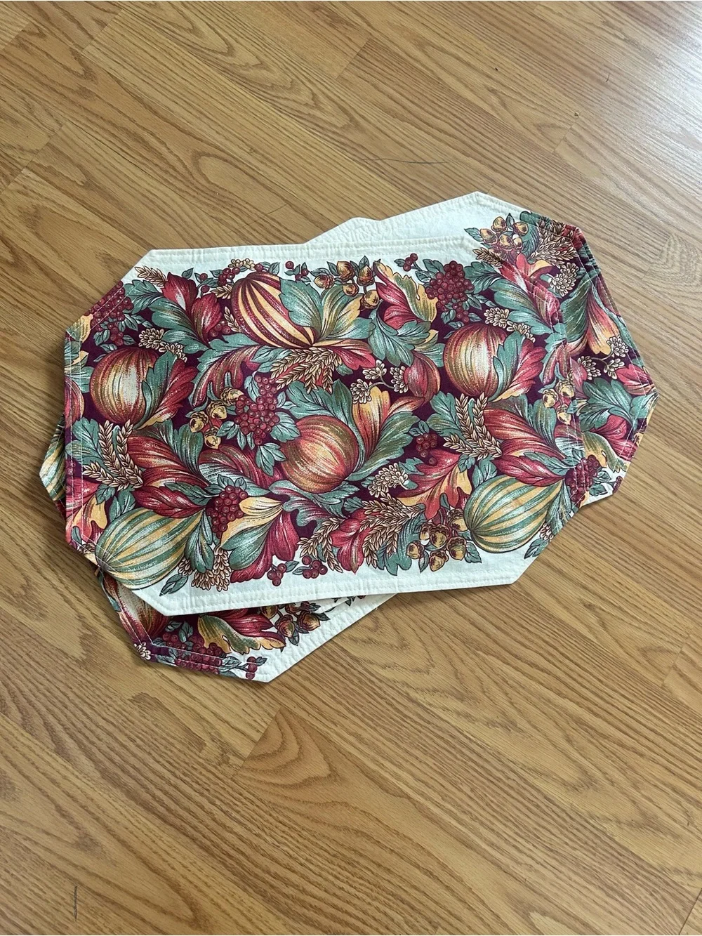 Vintage Harvest Pumpkin Floral Kitchen placemat, set - Cream Background